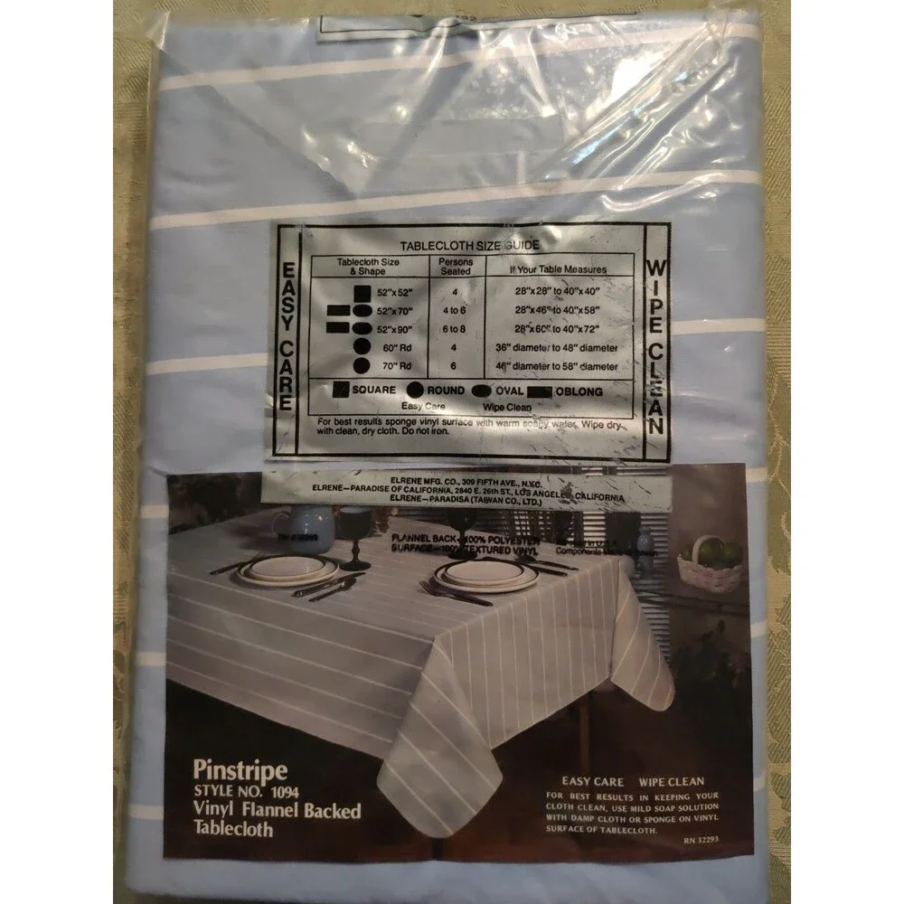 Tablecloth NOS VINTAGE Elrene Vinyl Print Flannel Back  60